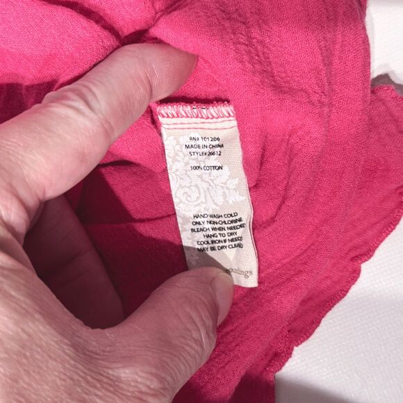 Soft Surroundings Layered Oversized Crinkle Blouse Pink Raspberry Women's Size S - Picture 6 of 9